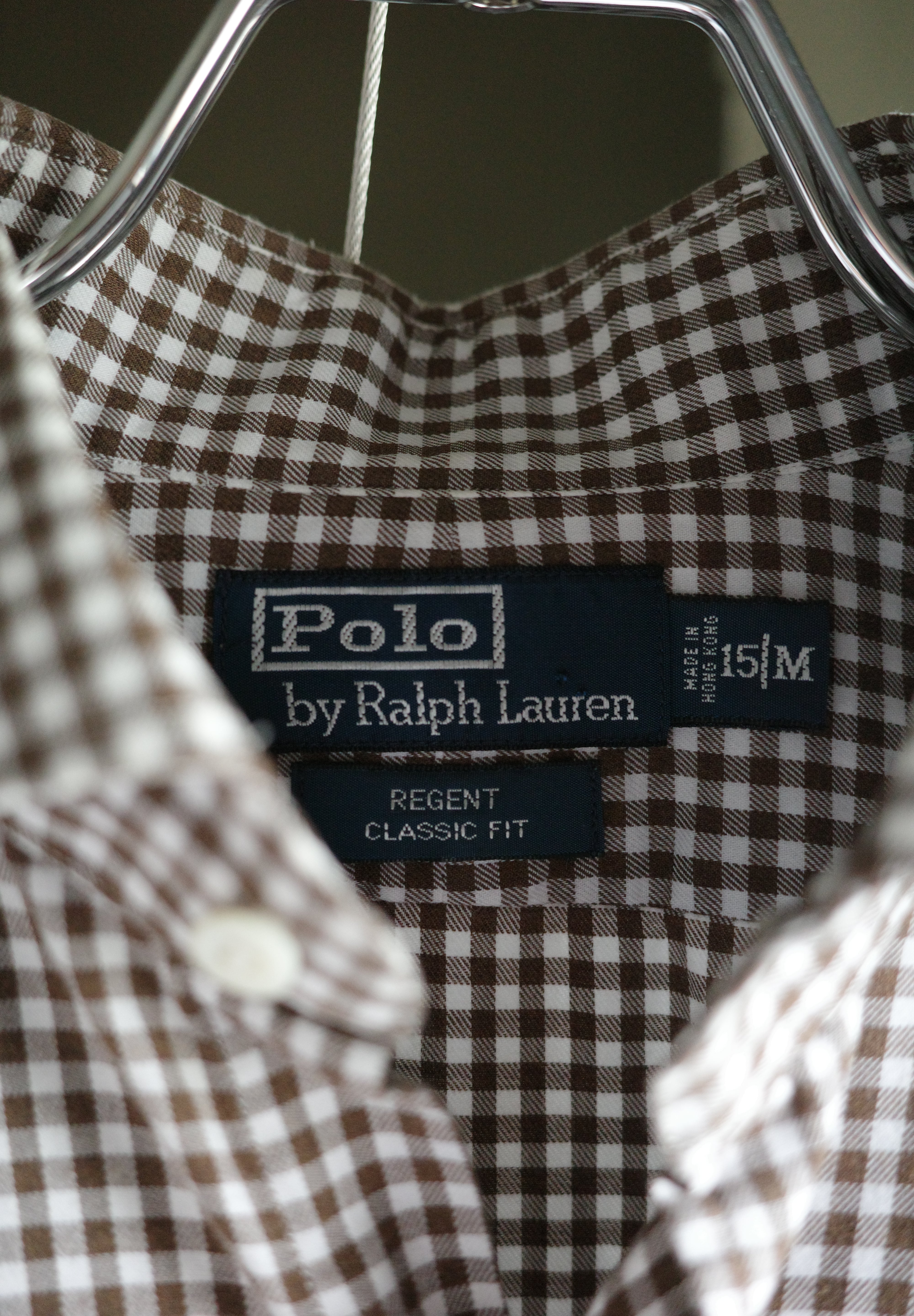 90's Brown gingam cotton shirts
