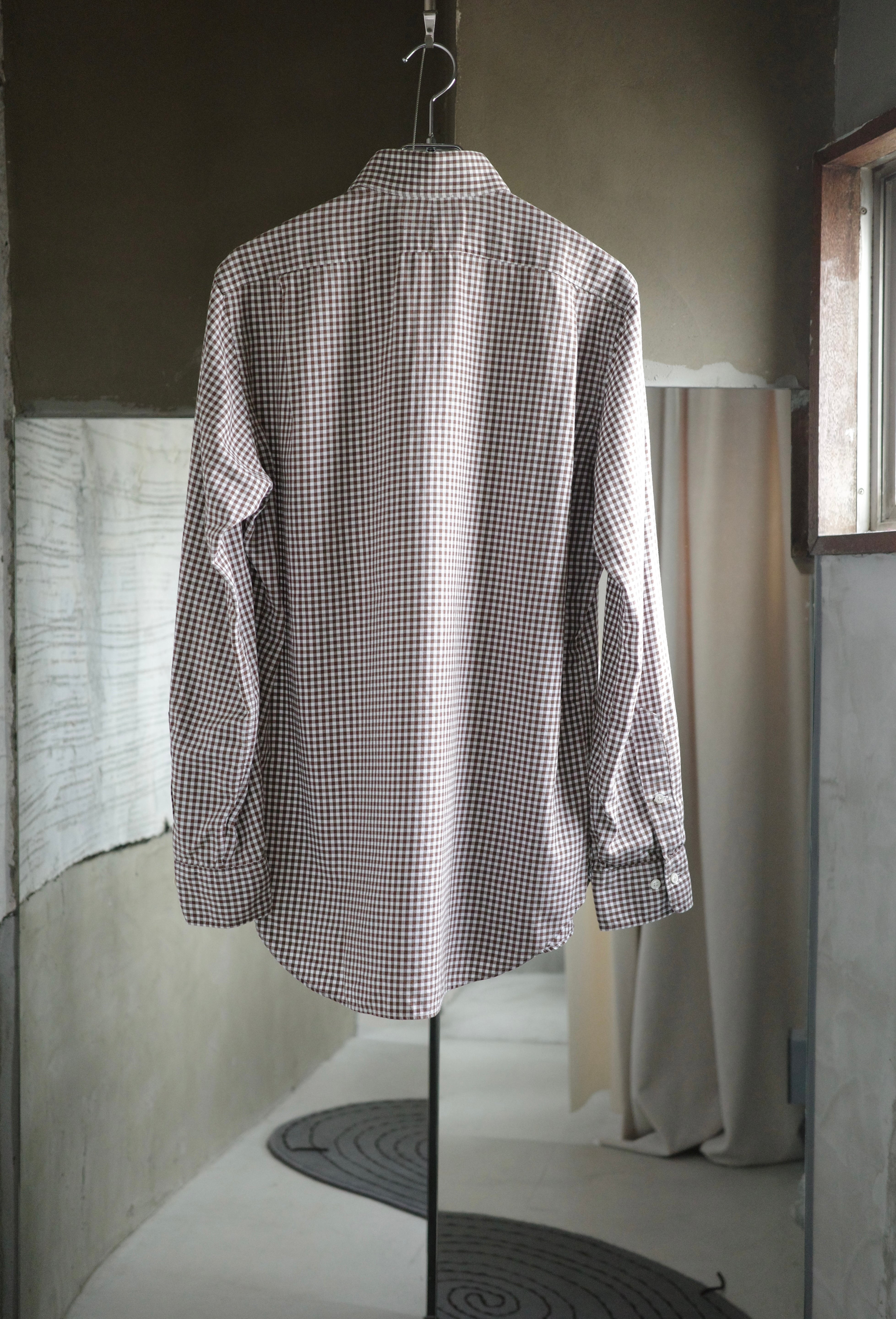 90's Brown gingam cotton shirts