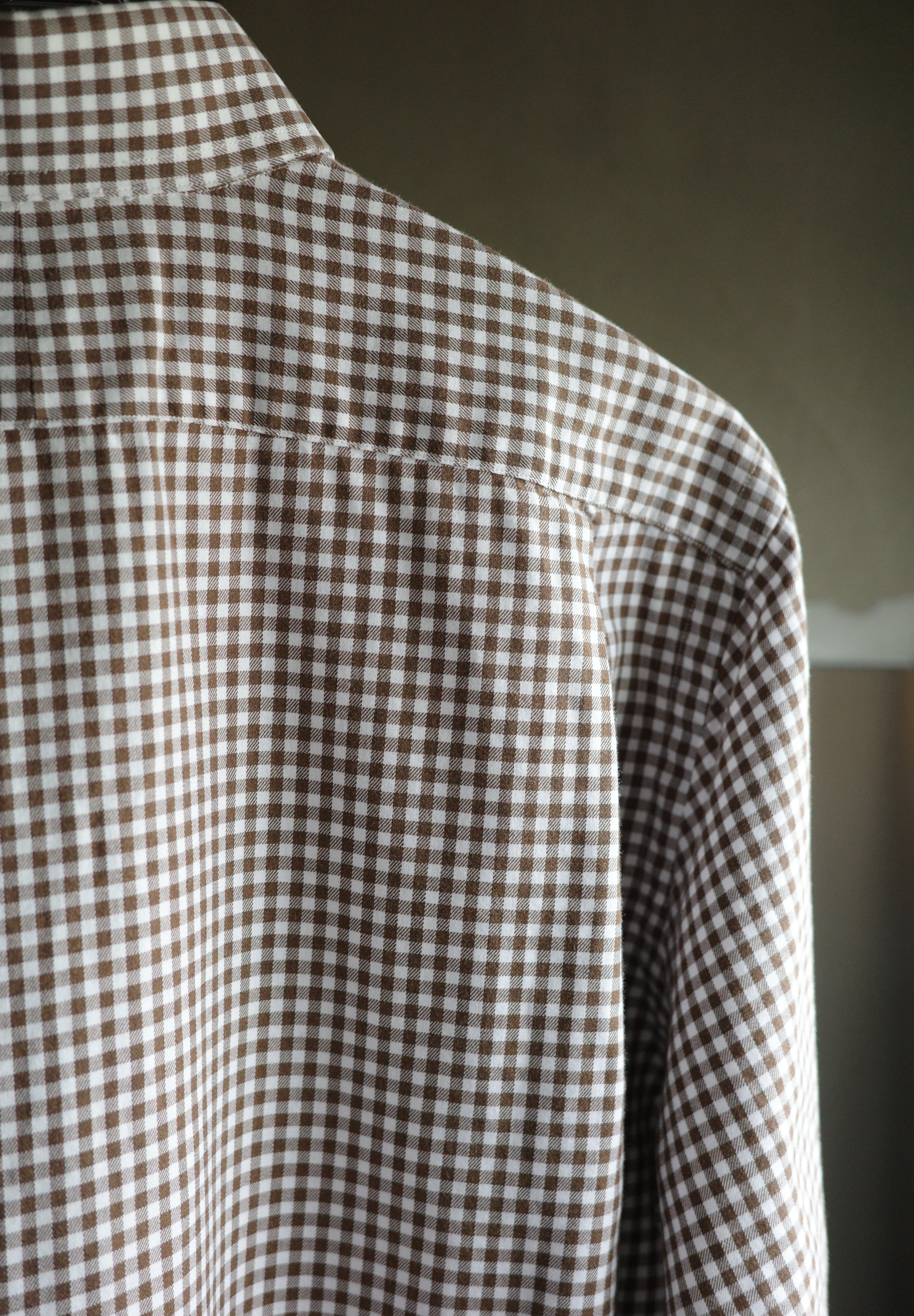 90's Brown gingam cotton shirts